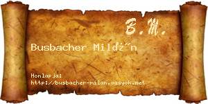 Busbacher Milán névjegykártya